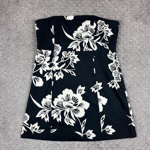 GAP Dress Womens XL Floral Mini Strapless Linen Blend Tropical Coastal Babydoll